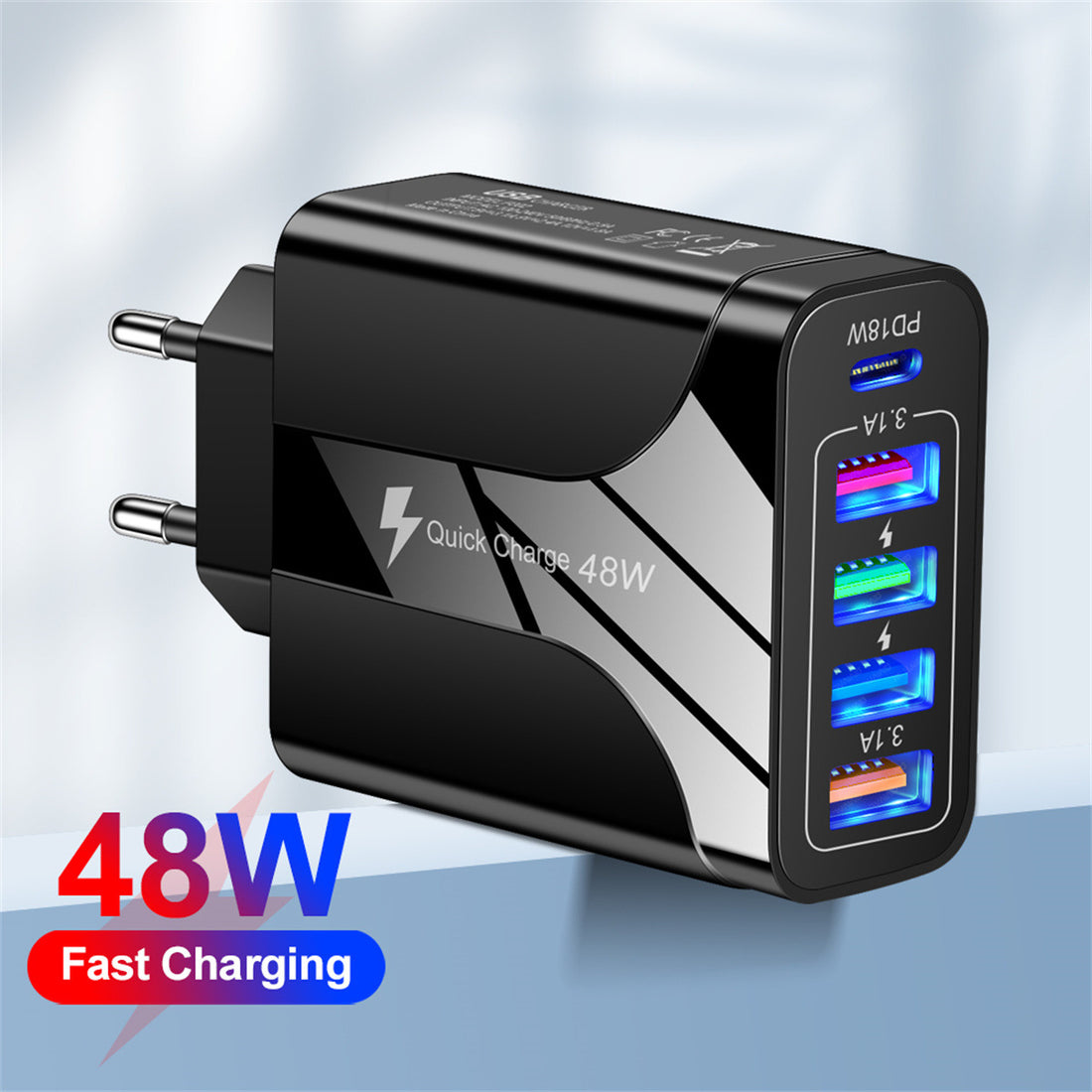 Chargeur mural 5 ports USB et USB-C pour téléphone