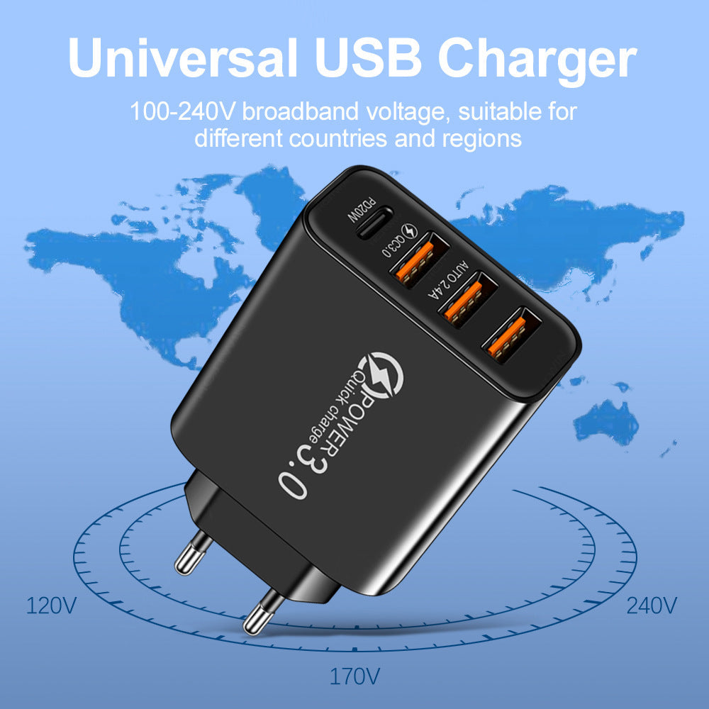 Chargeur secteur 3 USB + USB-C 5 V / 2 A