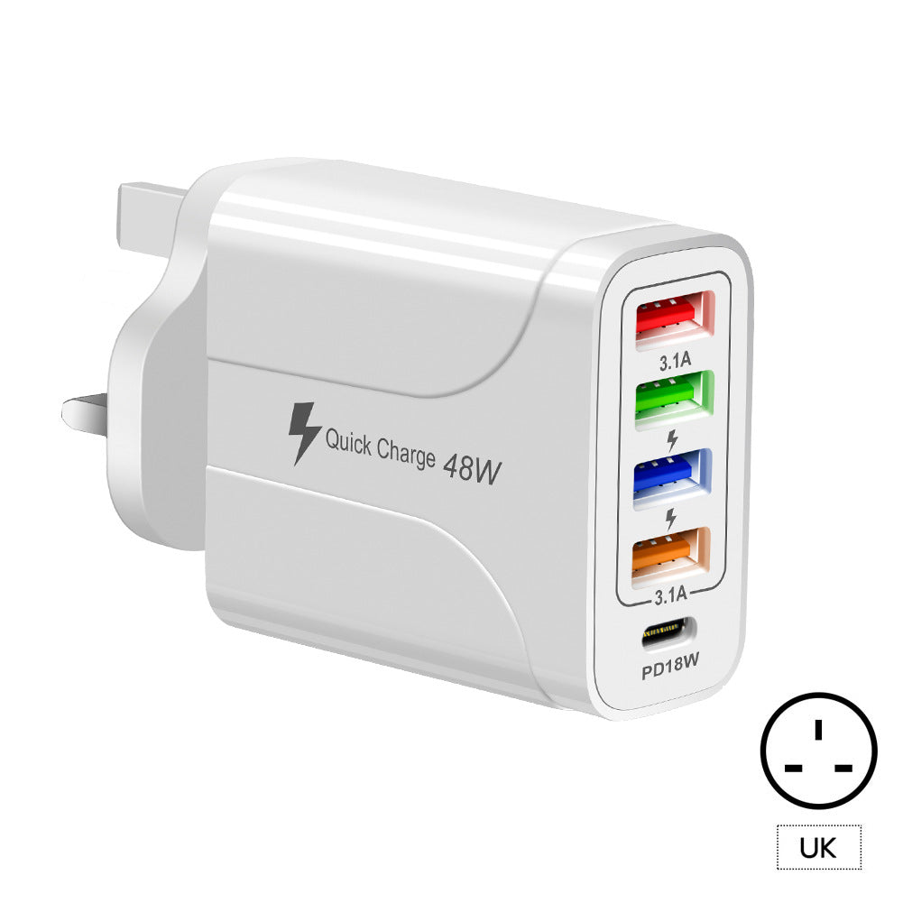 Chargeur mural 5 ports USB et USB-C pour téléphone