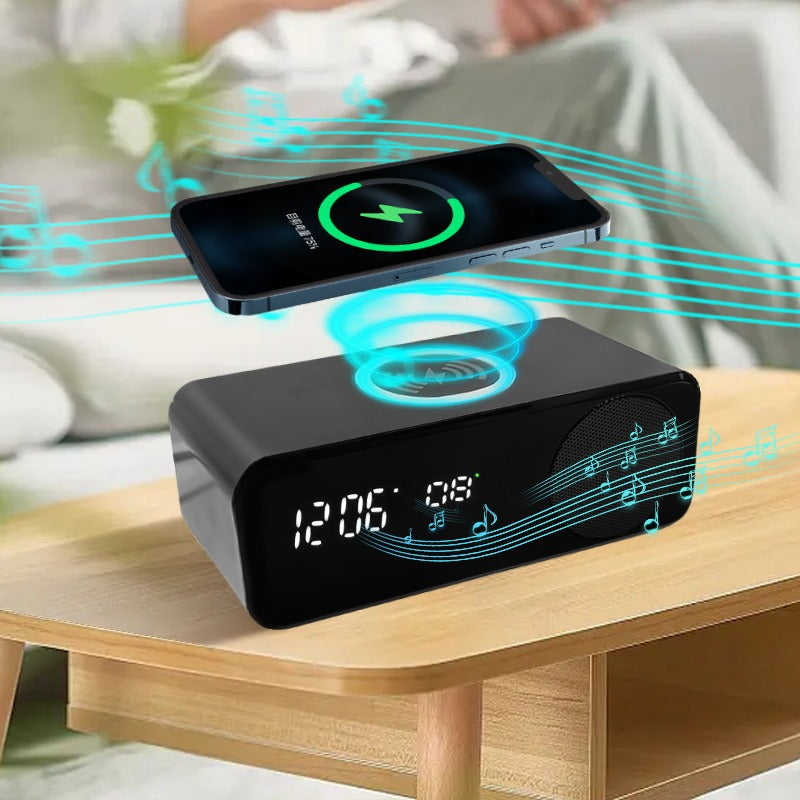 Enceinte Bluetooth avec horloge et charge sans fil