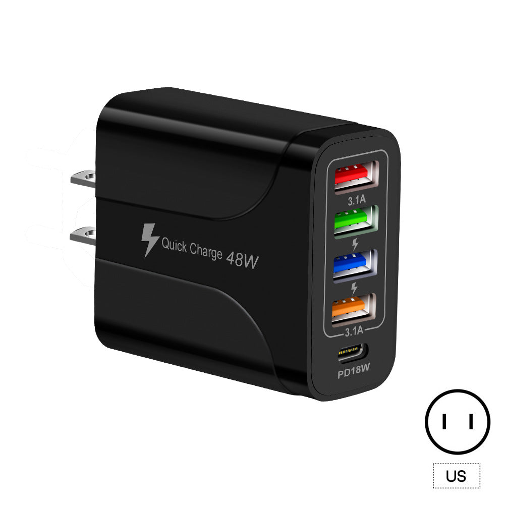 Chargeur mural 5 ports USB et USB-C pour téléphone