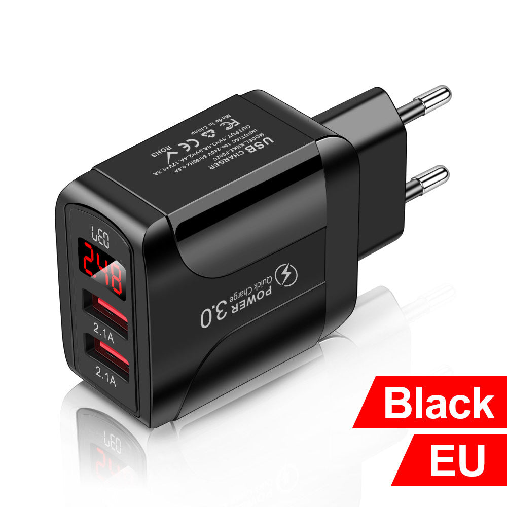 Chargeur mural double USB 2,4 A avec affichage numérique