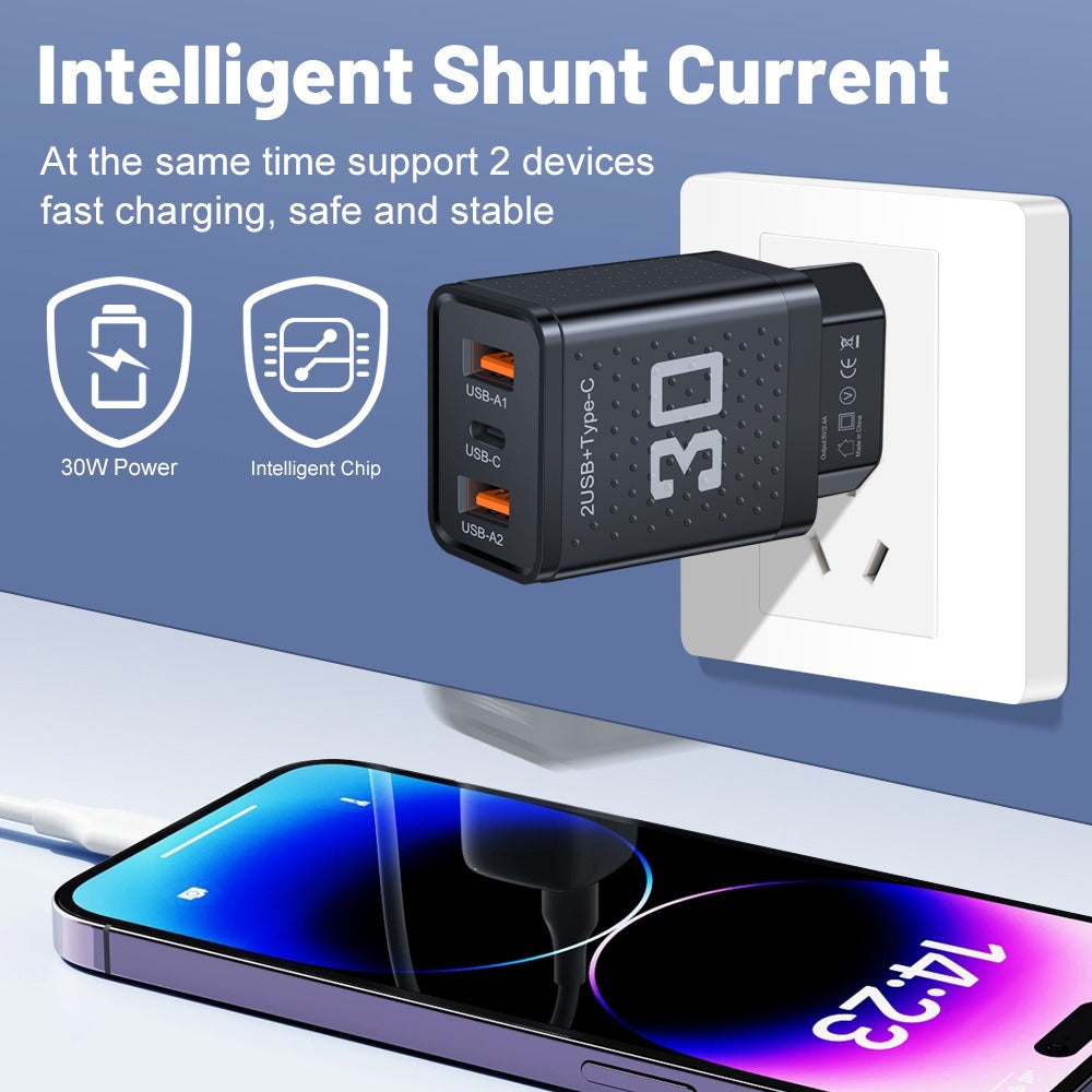 Mobile phone charger 2.4A PD+2 USB charging head Travel charging head