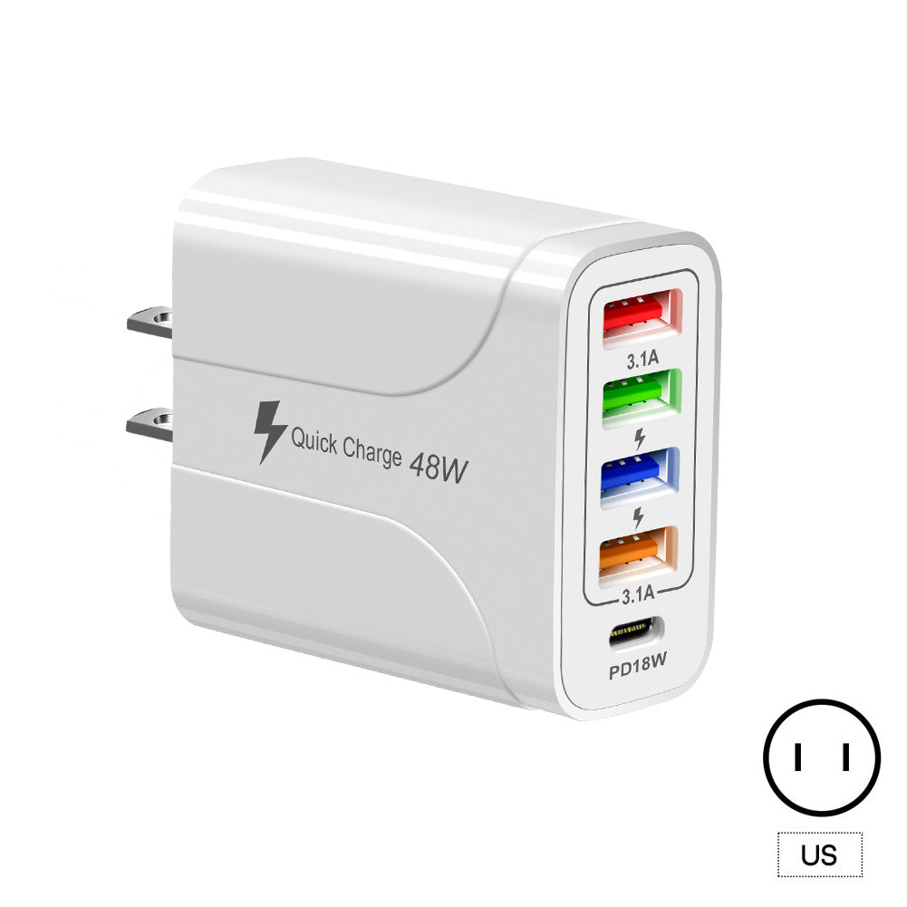 Chargeur mural 5 ports USB et USB-C pour téléphone