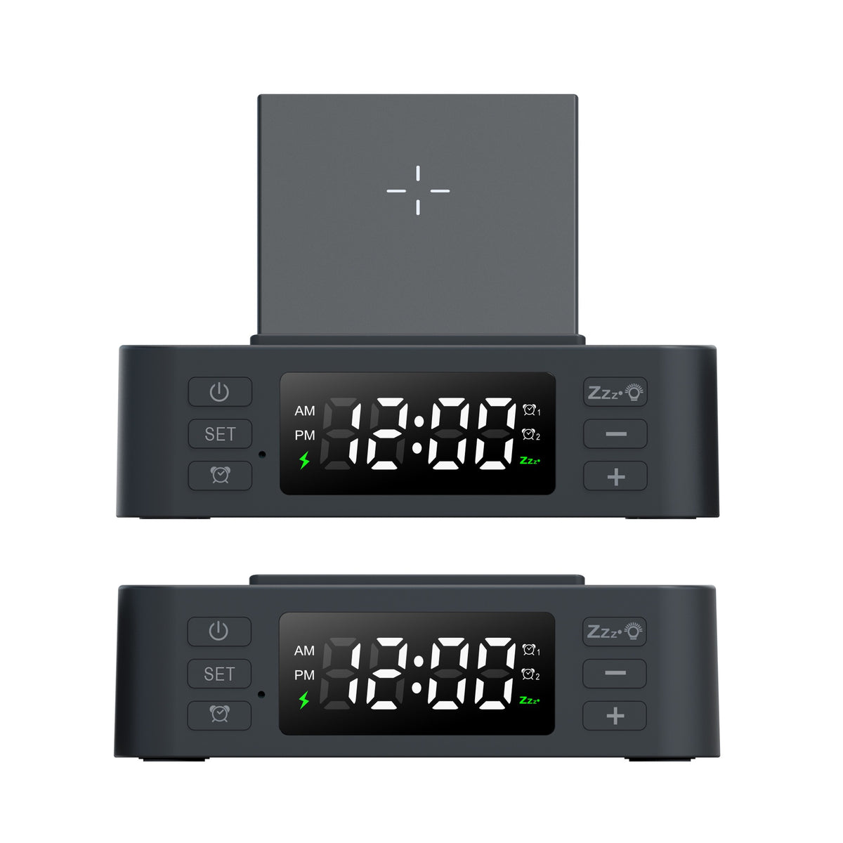 Chargeur sans fil 15 W avec horloge et pot à crayons