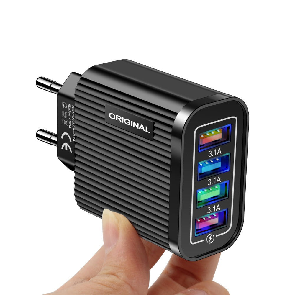 Chargeur mural lumineux 4 USB pour téléphone et tablette