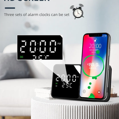 Chargeur sans fil 15 W avec réveil et thermomètre