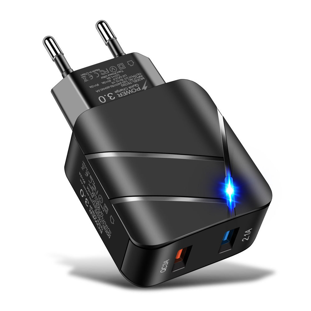Chargeur mural double USB avec charge rapide QC 3.0