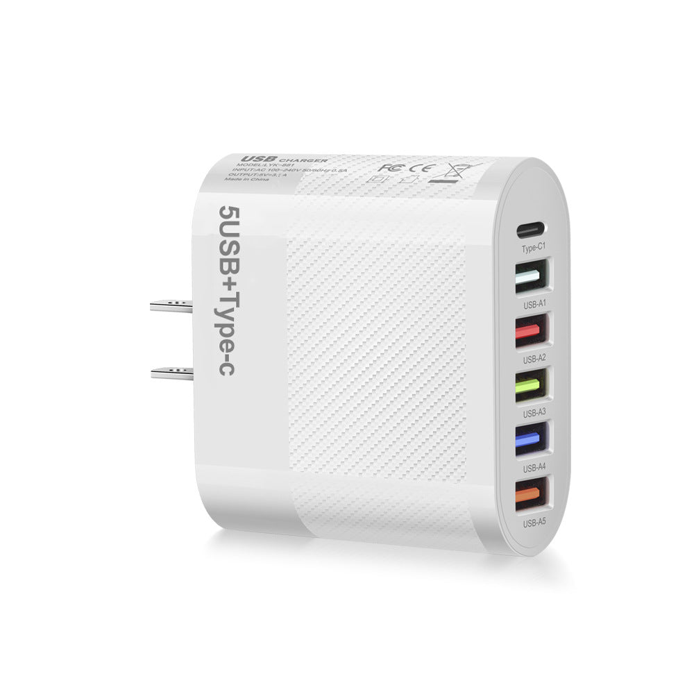 Chargeur secteur 6 ports : 5 USB et 1 USB-C