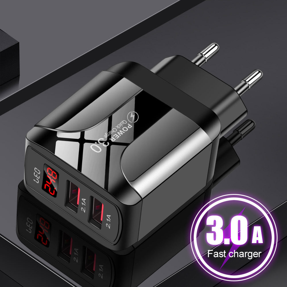 Chargeur mural double USB 2,4 A avec affichage numérique