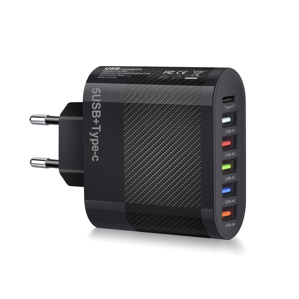 Chargeur secteur 6 ports : 5 USB et 1 USB-C