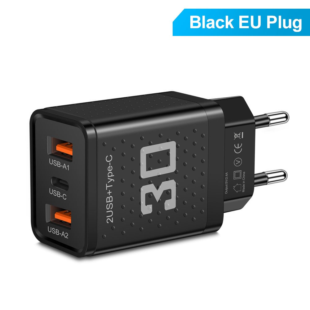 Mobile phone charger 2.4A PD+2 USB charging head Travel charging head