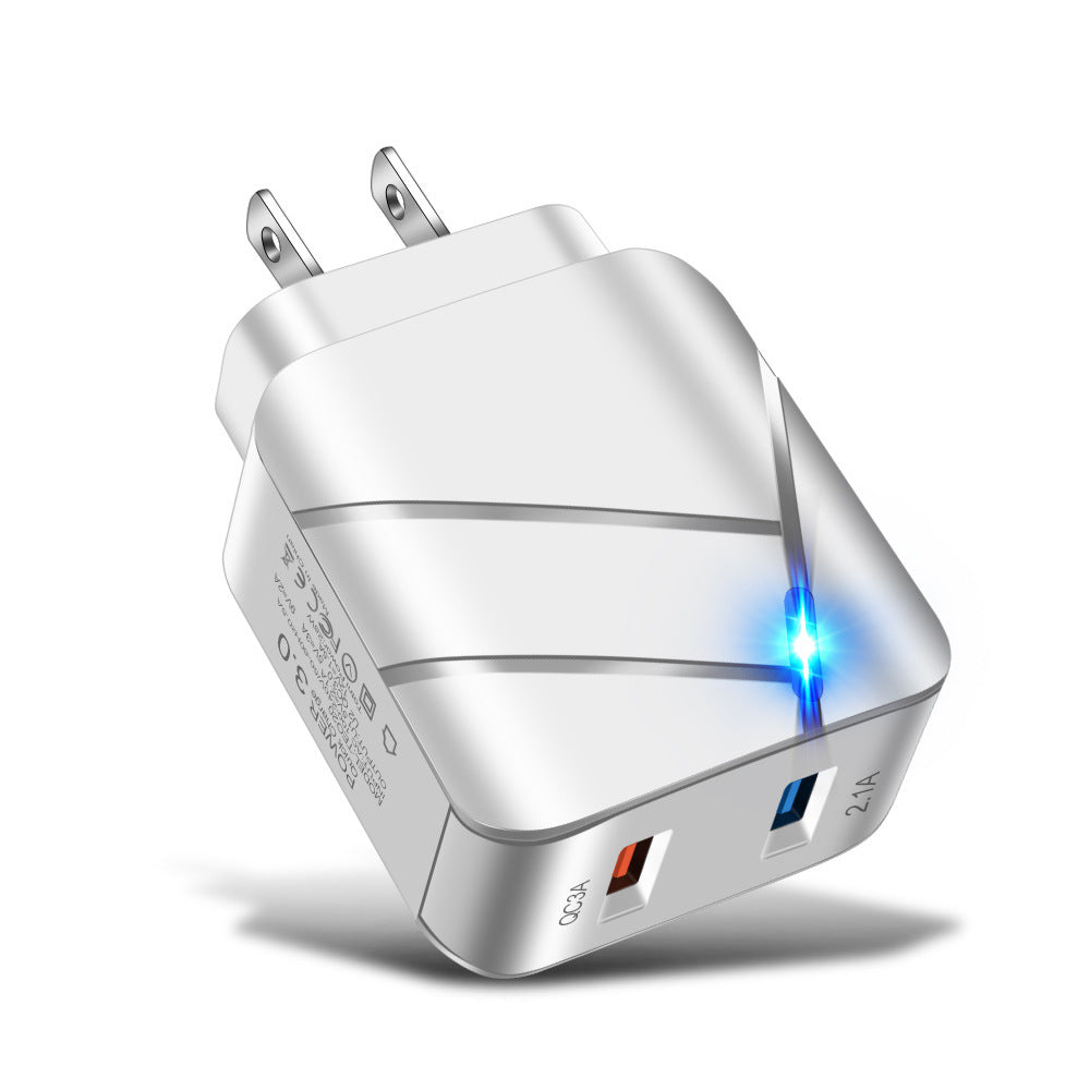 Chargeur mural double USB avec charge rapide QC 3.0