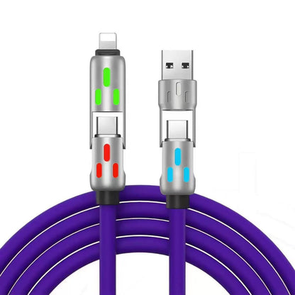 Câble de charge 4-en-1 LED PD 100 W en silicone