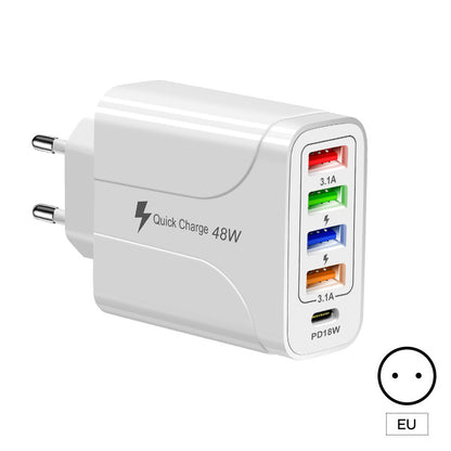 Chargeur mural 5 ports USB et USB-C pour téléphone