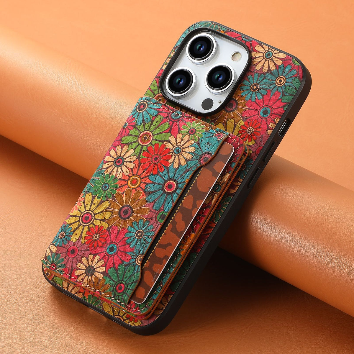 Coque iPhone motif totem avec porte-cartes et support