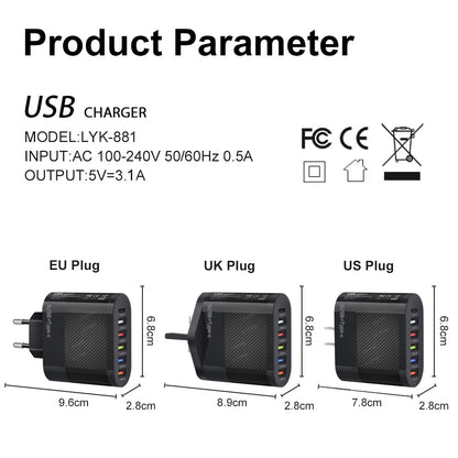Chargeur secteur 6 ports : 5 USB et 1 USB-C