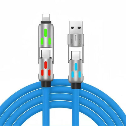 Câble de charge 4-en-1 LED PD 100 W en silicone