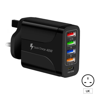 Chargeur mural 5 ports USB et USB-C pour téléphone