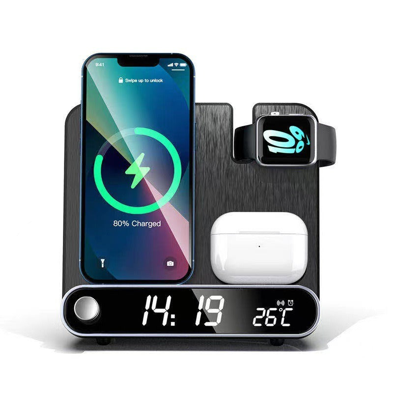 Station de charge sans fil 3 en 1 avec horloge, 15 W