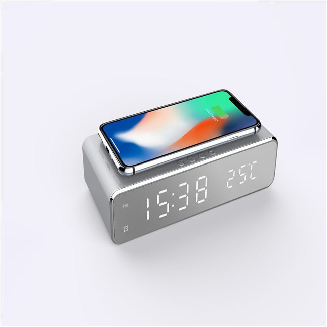 Horloge LED miroir avec thermomètre et chargeur sans fil