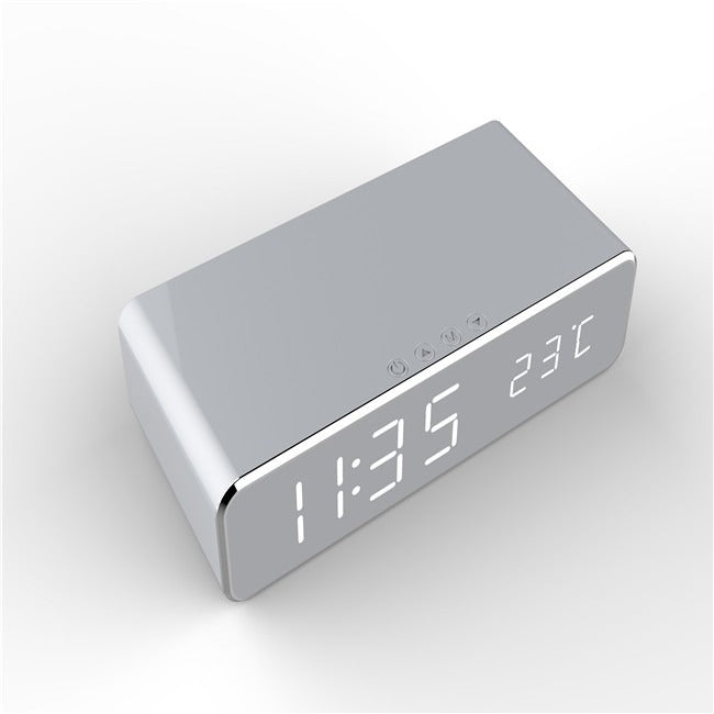Horloge LED miroir avec thermomètre et chargeur sans fil