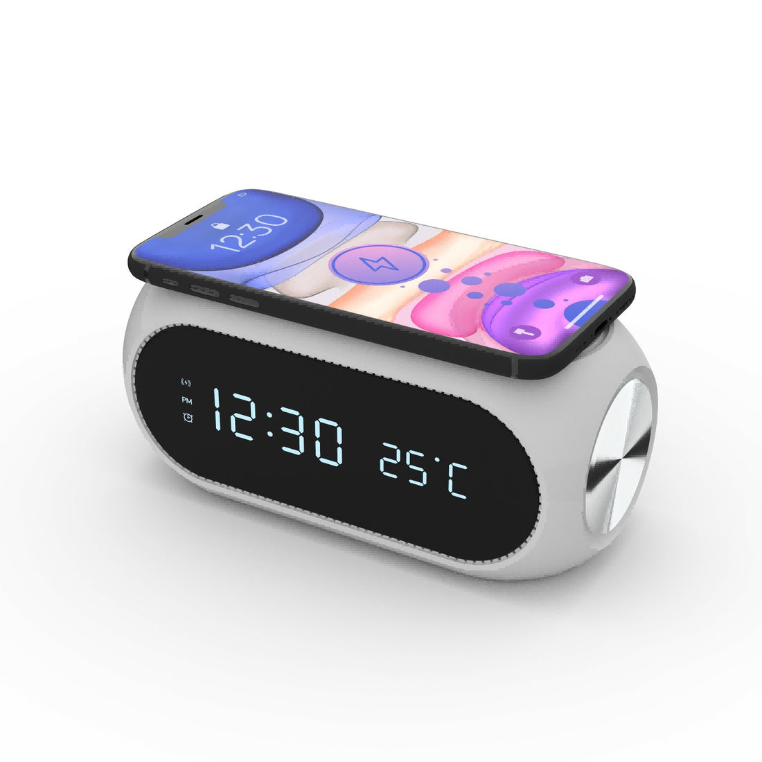 Chargeur sans fil 15 W avec horloge, réveil et thermomètre