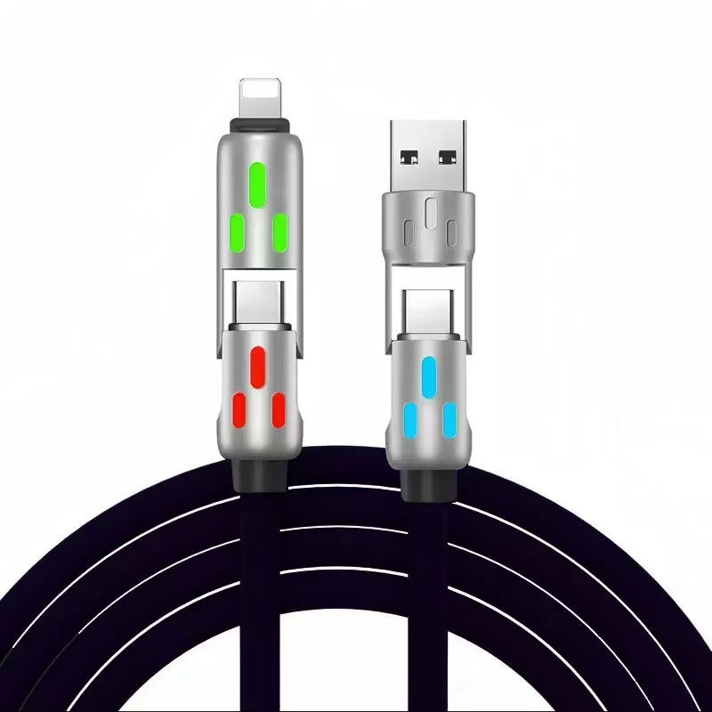 Câble de charge 4-en-1 LED PD 100 W en silicone